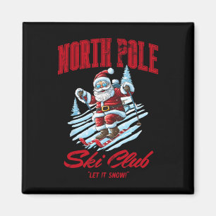 Imán Papá Noel Navidad Nieve Esquí En El Polo Norte