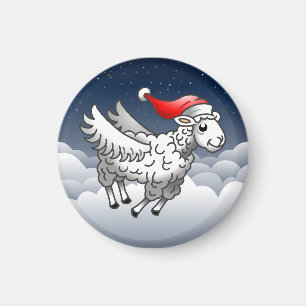Imán Papá Noel oveja de Navidad voladora