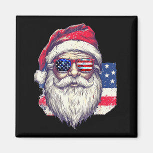 Imán Papá Noel Patriótico De Navidad Gafas De Sol En Ju