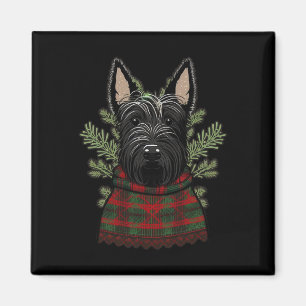 Imán Papá Noel Scottie en Navidad Terrier Escocés