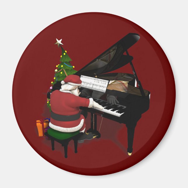 Imán Papá Noel tocando el piano (Frente)