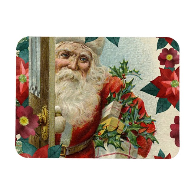 Imán Papá Noel trayendo regalos y regalos (Horizontal)