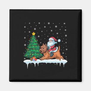 Imán Papá Noel viajando en Cairn Terrier Perro Chicas C