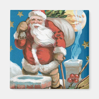 Imán Papá Noel vintage con la luna