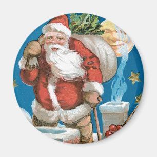 Imán Papá Noel vintage con la luna