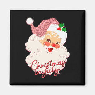 Imán Papá Noel Vintage Navidad En Julio Rosa Verano