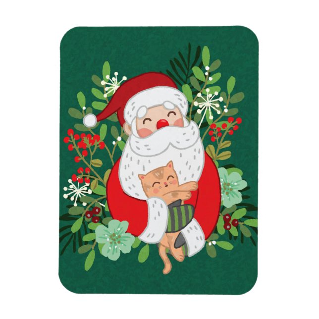 Imán Papá Noel Y Gato (Vertical)