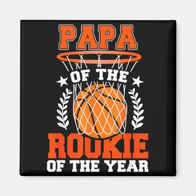 Imán Papa Of Rookie 1st Basketball Bday Theme Matching  (Frente)