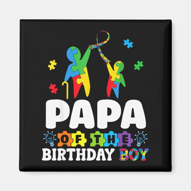 Imán Papa Of The Birthday Boy Autism Awareness Support  (Frente)