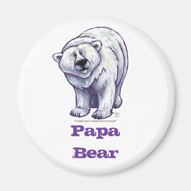 Imán Papa Oso oso Oso Polar Redondo Magnet (Frente)