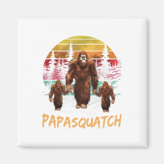Imán Papa Squatch Retro Bigfoot Dad Sasquatch Yeti Fath (Frente)