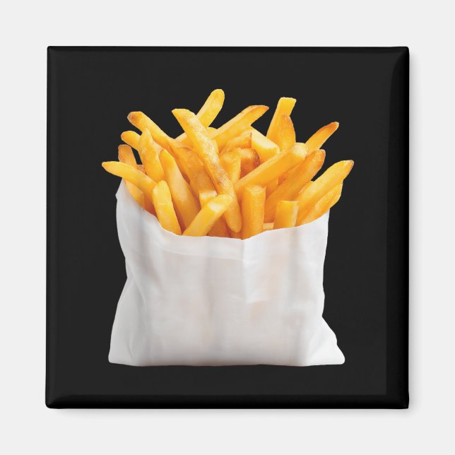 Imán Papas Fritas Fríen Disfraz De Comida Divertida De  (Frente)