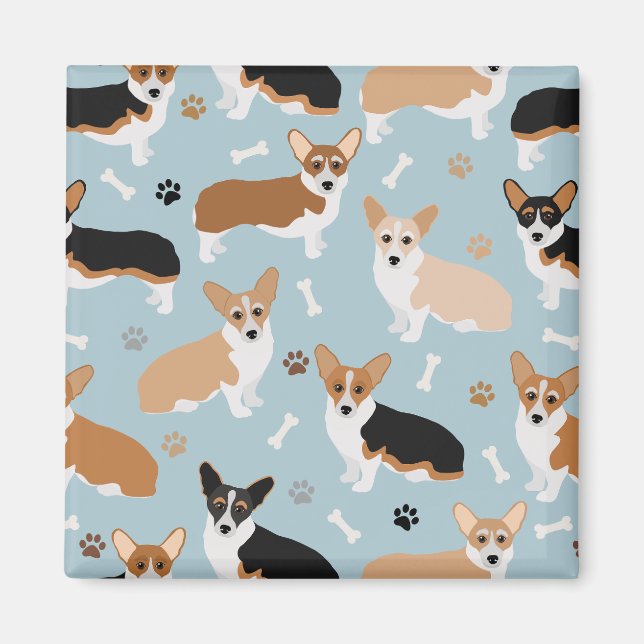 Imán Papas y huesos de perro de Corgi (Frente)