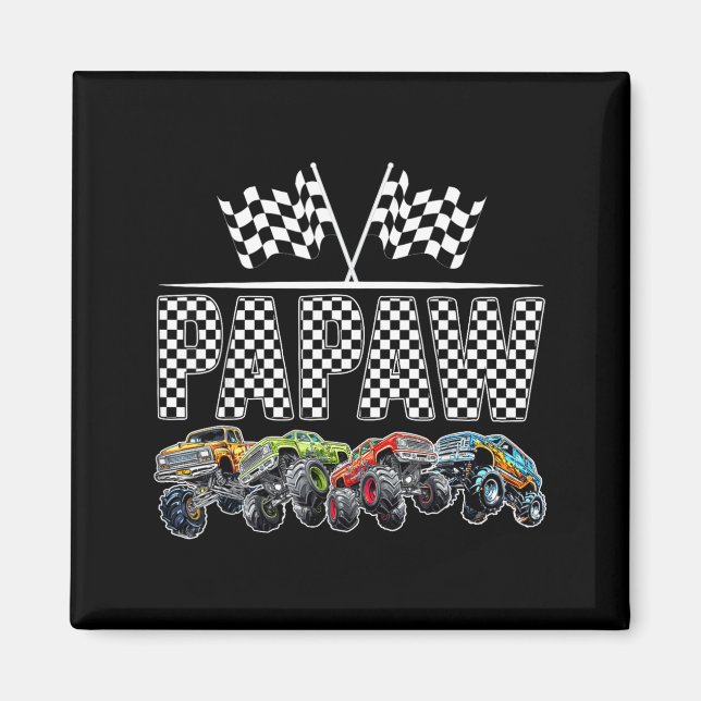 Imán Papaw Retro Monster Truck Family Birthday Matching (Frente)