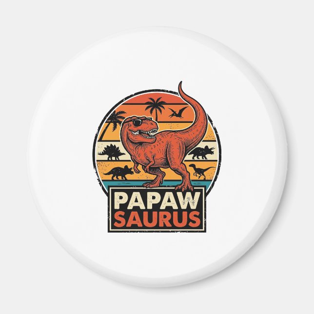 Imán Papawsaurus Diseño Vectorial Retro Dinosaurio Atar (Frente)