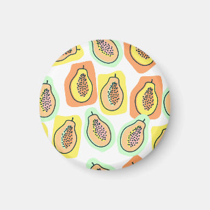Imán Papaya dibujada a mano: Patrón de cosecha creativa
