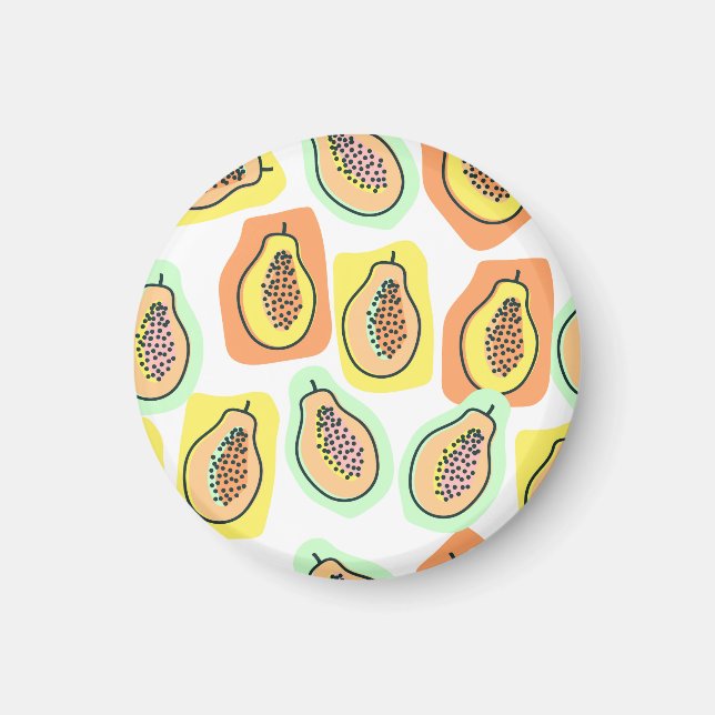 Imán Papaya dibujada a mano: Patrón de cosecha creativa (Frente)
