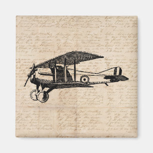 Imán Papel clásico de escritura de arte de aviación a