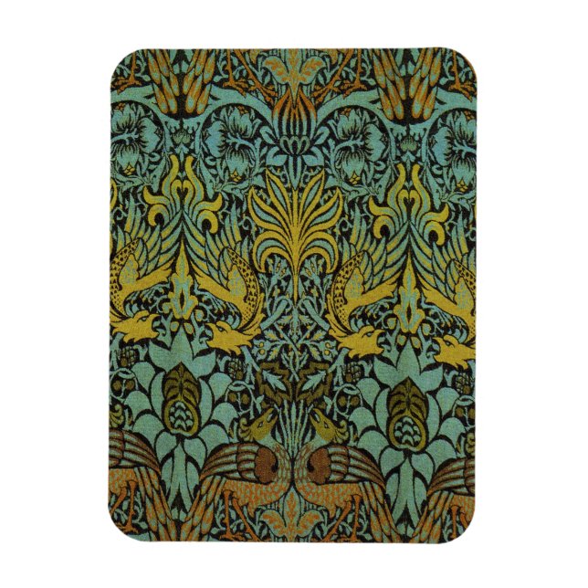 Imán Papel de escritorio de William Morris Peacock Drag (Vertical)