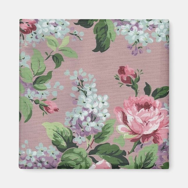 Imán Papel de fondo floral de bonito (Frente)