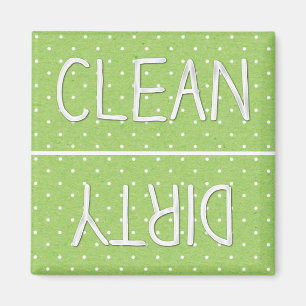 Imán Papel de punto de polka verde limpio sucio