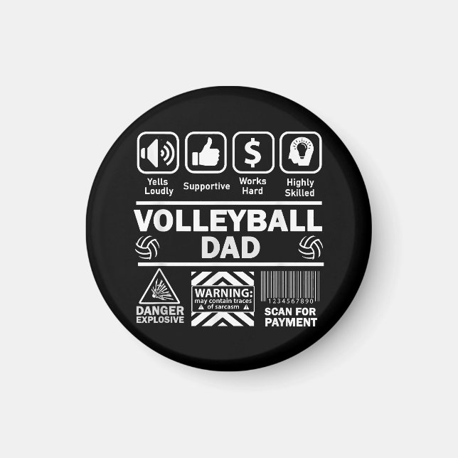Imán Papel de voleibol con contenido gracioso de padre  (Frente)