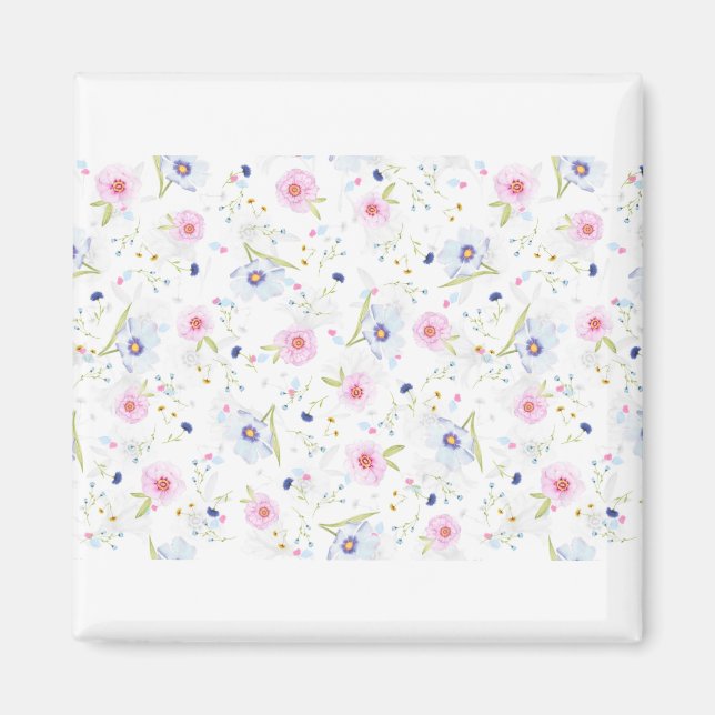 Imán Papel digital de fondo de patrón floral (Frente)