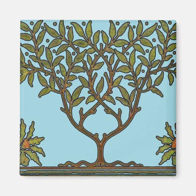 Imán Papel pintado floral de William Morris Tree Frieze (Frente)