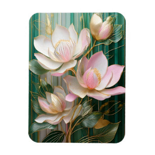 Imán Papel pintado floreado Arte de magnolia japonesa
