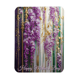 Imán Papel pintado floreado del Día de la Madre Wisteri