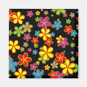 Imán Papel pintado retro de la flor