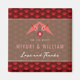 Imán Papel rojo grúa vieira partido de boda asiático a 