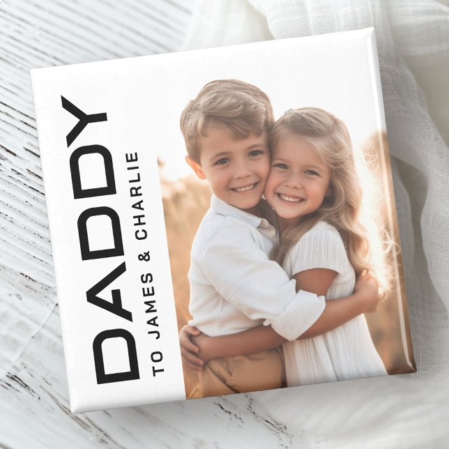 Imán Papi a los niños nombra día de foto padres (Daddy to kids names photo fathers day magnet)