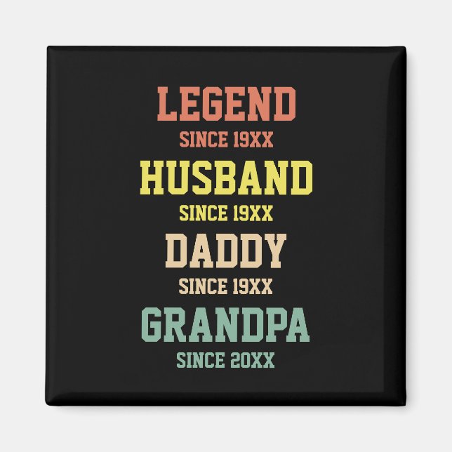 Imán Papi abuelo de la leyenda retro personalizada (Frente)