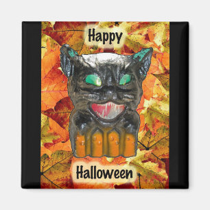 Imán Papier Mache Halloween Cat Magnet