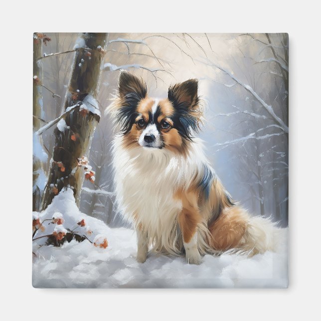Imán Papillon Deja que nieve Navidad  (Frente)