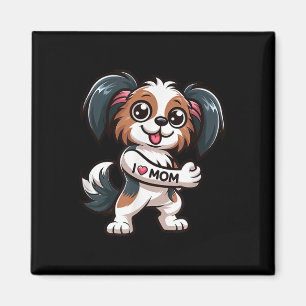 Imán Papillon I Love Mom Funny Dog Tattoo