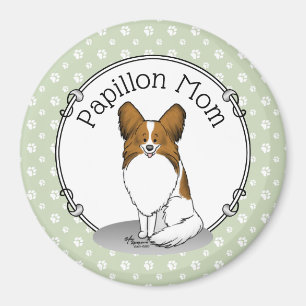 Imán Papillon Mom Pap Mom (blanco y estable) Cute Dog M
