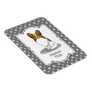 Imán Papillon Mom Pap Mom (blanco y estable) Cute Dog M