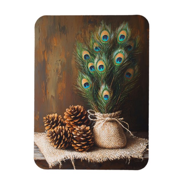 Imán Paquetes de pavo real con pinecones flexibles (Vertical)