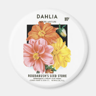 Imán Paquetes de Semillas Vintage, Flores Dahlia Garden