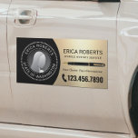 Imán Para Coche Agente de firma de notario móvil - Foto de oro y n<br><div class="desc">Notario Agente Público de Firma de Préstamos Modern Black & Gold Photo Car Magnets.</div>