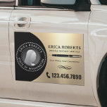 Imán Para Coche Agente de firma de notario móvil - Foto de oro y n<br><div class="desc">Notario Agente de firma de préstamos públicos Modern Black & Gold Photo Car Magnet</div>