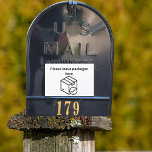 Imán Para Coche Buzón de correo Parcel Magnet White<br><div class="desc">"Se trata de un imán 6x4 de buzón (otros tamaños disponibles) con fondo blanco y letras negras. "Por favor, deja parcelas aquí." en la parte superior, y una imagen de una sola caja en el medio. Hay más señales de paquetes de buzón en mi tienda. Pegatinas del mismo diseño también...</div>