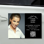 Imán Para Coche Código QR Agente inmobiliario - Foto del logotipo<br><div class="desc">Crea un aspecto profesional y pulido con este imán de coches con logotipo negro del agente inmobiliario. Este imán de personalizable muestra de manera destacada su logotipo, información de contacto y una foto, asegurando una gran visibilidad mientras usted está de viaje. Ideal para los inmobiliarios, es una forma elegante y...</div>