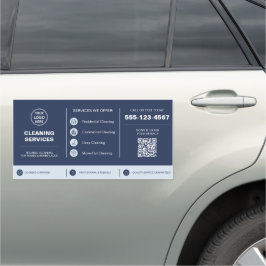 Imán Para Coche Código QR del logotipo de los servicios de limpiez