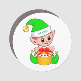 Imán Para Coche Cute Navidad Elfo & Texto Genial Editable