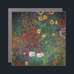 Imán Para Coche Gustav Klimt Flower Garden<br><div class="desc">Magnate de coches con la pintura al óleo de Gustav Klimt en el jardín de la granja con girasoles (1907). Un bonito jardín de girasoles y exquisitos flores azules,  rojas,  violetas,  rosas y blancas. Un gran regalo para los amantes del arte Art Nouveau y austriaco.</div>
