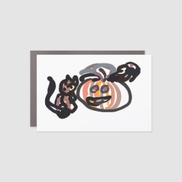 Imán Para Coche Halloween black cat and raven