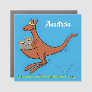 Imán Para Coche Ilustracion de canguro y personalizado de koalas